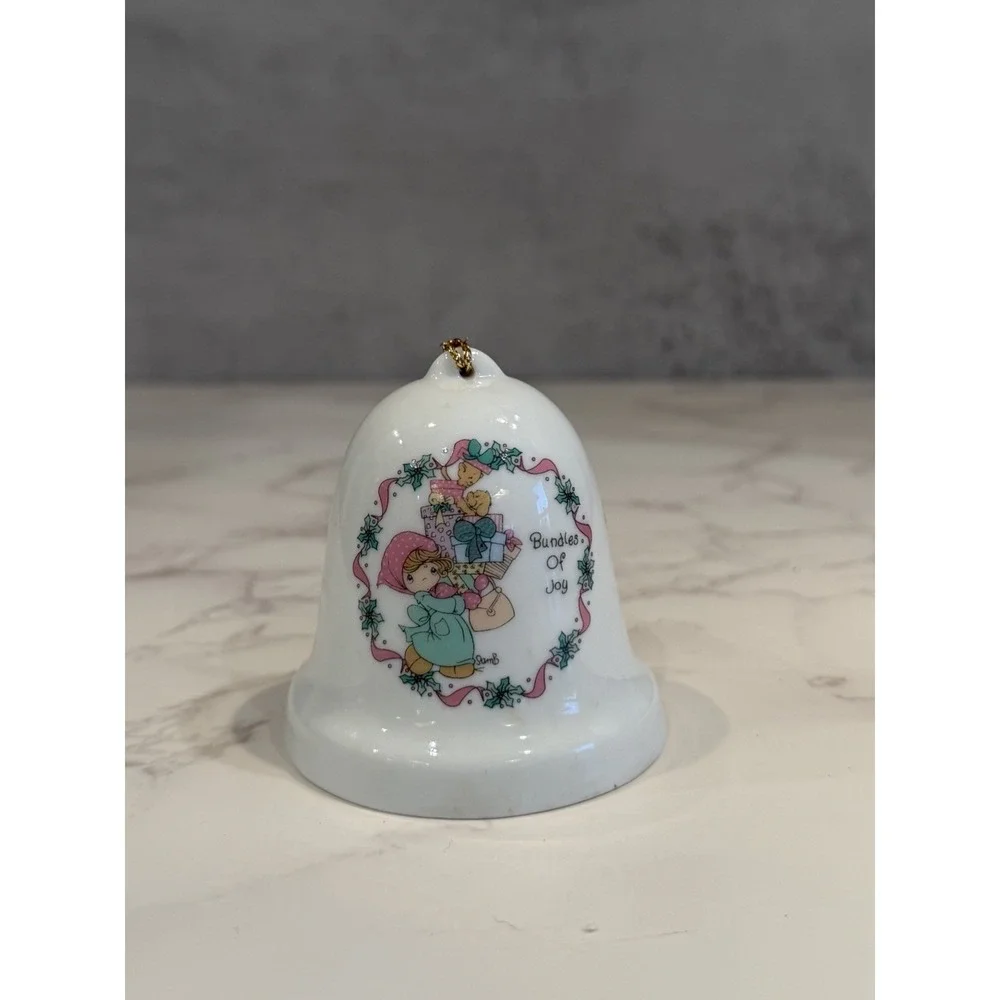 Precious Moments Bundles of Joy Porcelain Bell Ornament 1995 Enesco Christmas